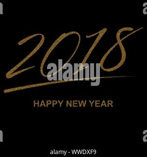 Gold Frohes Neues Jahr text für Beschriftung für Premium Black Grußkarte Stock Vektor