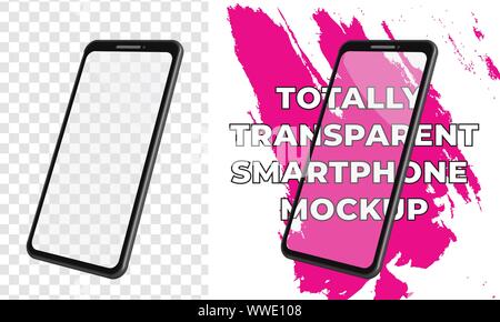 3d total transparent Smartphone mockup Vorlage für die Präsentation gedreht Stock Vektor