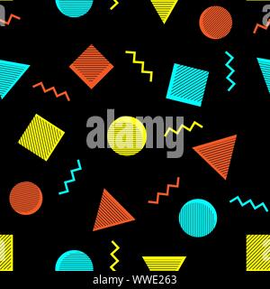 Abstrakte Memphis style nahtlose Muster. Vektor hipster Hintergrund mit geometrischen Formen Stock Vektor