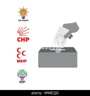 Türkei Wahl (Akp, Mhp, KWK, Bbp, Sp, iyi) Vektor Arbeiten Stock Vektor