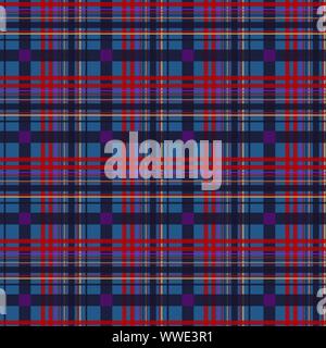 Nahtlose diagonal Textil rote und blaue tartan plaid pattern Vektor Stock Vektor