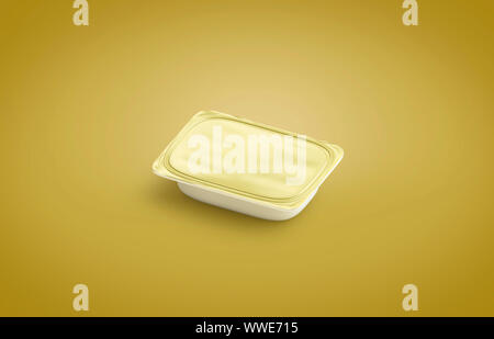 Blank weiße Butter-Box Mock up, isoliert auf gelbem Hintergrund Stockfoto