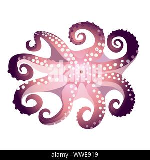 Octopus isoliert auf weißem Hintergrund, frische Meeresfrüchte, Unterwasser marine Tier, Vector Illustration. Stock Vektor