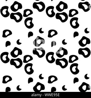 Monochrome nahtlose Muster. Schwarz abstrakte Flüssigkeit flach Spritzer auf Weiß. Hintergrund kann auf Textilien, Tapeten gedruckt werden, Geschenkpapier, Grußkarten, waren die Kinder etc. Vector Illustration. EPS 10. Stock Vektor