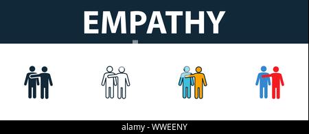 Empathie Icon Set. Vier einfache Symbole in verschiedenen Stilrichtungen von soft skills icons Collection. Kreative Empathie Icons, Outline, farbige und flach Stock Vektor