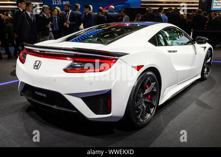 FRANKFURT, Deutschland - September 10, 2019: Honda NSX Sportwagen auf der Frankfurter Automobilausstellung IAA 2019 präsentiert. Stockfoto