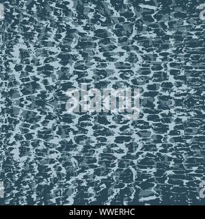 River water Blendung glatte Oberfläche, Meer oder See Reflexion Sonne. Vector Illustration Stock Vektor