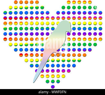 Rainbow Herzen mit tierischen Silhouette Stockfoto