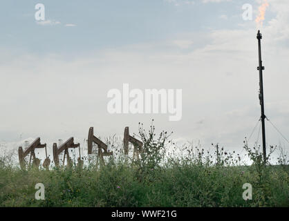 Öl- und Gassammelanlage in Eagle Ford Stockfoto