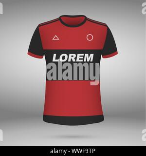 Fußball-kit Flamengo, t-shirt. Soccer Jersey. Vector Illustration Stock Vektor