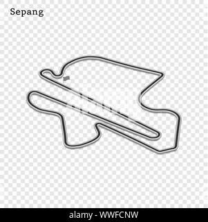 Malaysia Grand Prix Rennstrecke. Stromkreis für den Motorsport und Autosport. Vector Illustration. Stock Vektor