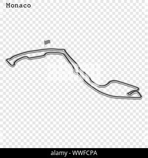 Grand Prix von Monaco Rennstrecke. Stromkreis für den Motorsport und Autosport. Vector Illustration. Stock Vektor