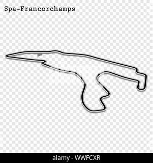 Belgien Grand Prix Rennstrecke. Stromkreis für den Motorsport und Autosport. Vector Illustration. Stock Vektor
