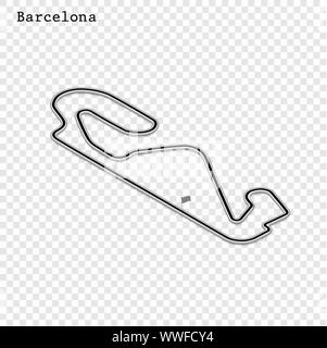 Spanien Grand Prix Rennstrecke. Stromkreis für den Motorsport und Autosport. Vector Illustration. Stock Vektor