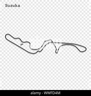 Japan Grand Prix Rennstrecke. Stromkreis für den Motorsport und Autosport. Vector Illustration. Stock Vektor