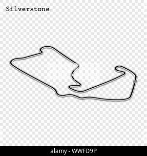England Grand Prix Rennstrecke. Stromkreis für den Motorsport und Autosport. Vector Illustration. Stock Vektor
