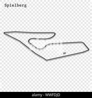 Österreich Grand Prix Rennstrecke. Stromkreis für den Motorsport und Autosport. Vector Illustration. Stock Vektor