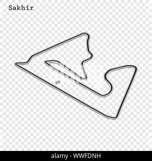 Bahrain Grand Prix Rennstrecke. Stromkreis für den Motorsport und Autosport. Vector Illustration. Stock Vektor