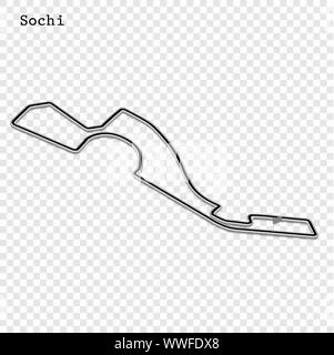 Russland Grand Prix Rennstrecke. Stromkreis für den Motorsport und Autosport. Vector Illustration. Stock Vektor