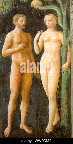 Versuchung von Adam und Eva, Masolino da Panicale, ca. 1425 Stockfoto