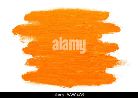 Bstract orange real oil painting Pinselstrichen auf weißem Hintergrund, mit Orangenöl Farbe von Hand bemalt. Stockfoto