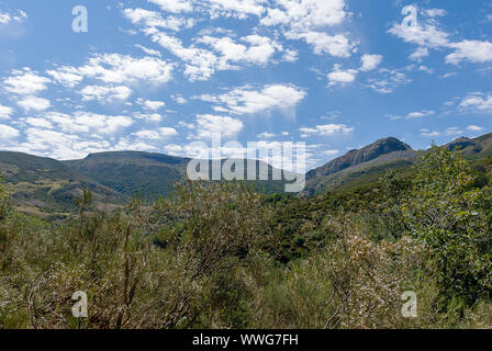 Schöne Aussicht auf die Berge von Palencia. De Fuentes Carrionas Naturpark. Stockfoto