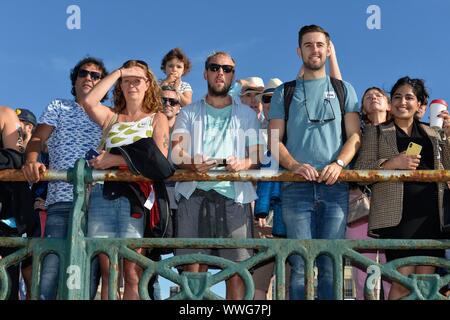 Brighton Triathlon 2019 15/09/2019 Die dreifache Ereignis aus Schwimmen, Radfahren und Laufen. Bild: Terry Applin Stockfoto