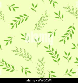 Florale nahtlose Muster. Vektor grüner Hintergrund mit Blättern. Für Textildruck