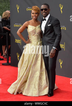 Los Angeles, USA. 15 Sep, 2019. Sterling Brown und Ryan Michelle Bathe besuchen die Creative Arts Emmy Awards auf der Microsoft Theater in Los Angeles am Sonntag, dem 15. September 2019. Foto von Jim Ruymen/UPI Quelle: UPI/Alamy leben Nachrichten Stockfoto