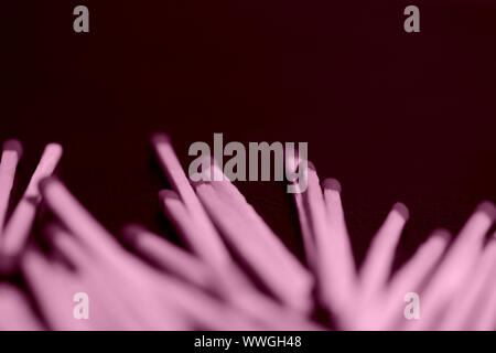 Verstreut auf dunklem Hintergrund. Rosa Farbe getönt Stockfoto