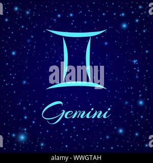 Gemini. Vektor Sternzeichen auf einem Nachthimmel Stock Vektor