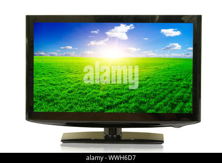 Frontalansicht des Breitbild-LCD-Monitor, isoliert auf weiss Stockfoto