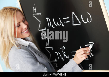 Lehrer zeichnen Zustand des Synchronismus phase Stockfoto