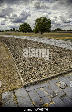 Detail des KZ Sachsenhausen, die Geschichte des Holocaust, Tourismus in Deutschland Stockfoto