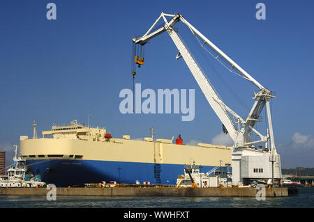 Ro-ro-Schiff im Hafen von Durban Stockfoto