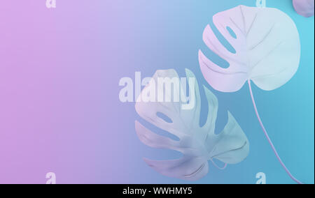 Minimale treibt auf blaue und violette Hintergrund 3D-Rendering Stockfoto