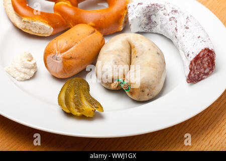 Typisch Bayerische Brotzeit snack genannt, Süd deutschland Stockfoto