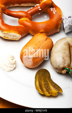 Typisch Bayerische Brotzeit snack genannt, Süd deutschland Stockfoto