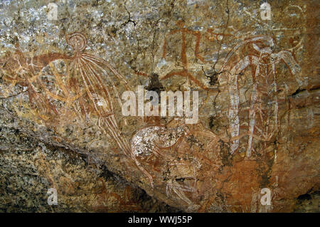 Felsmalereien der Aborigines, 20000 Jahre alt im Nourlangie, Kakadu National Park, Northern Territory Australien Stockfoto