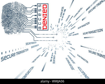 Zusammenspiel von Fingerabdruck, digitale Schaltkreise und technologischen Hintergrund zum Thema Sicherheit, Hacking, Internet Konten und Datenschutz Stockfoto