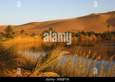 Desert lake Gabron, Sahara, Libyen Stockfoto