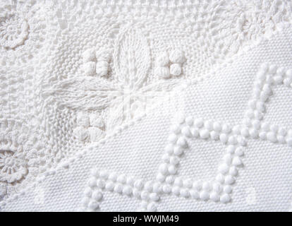 Baumwoll Tricot Pique weißer Stoff Makro Textilhintergrund Stockfoto