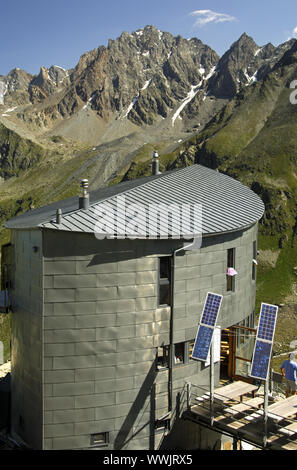 Cabane du Velan in den Walliser Alpen, Schweiz Stockfoto