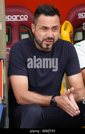 Rom, Italien. 02 Juli, 2019. Roberto De Zerbi Manager von US Sassuolo während der Serie ein Match zwischen Roma und Sassuolo im Stadio Olimpico, Rom, Italien Am 15. September 2019. Foto von Luca Pagliaricci. Nur die redaktionelle Nutzung, eine Lizenz für die gewerbliche Nutzung erforderlich. Keine Verwendung in Wetten, Spiele oder einer einzelnen Verein/Liga/player Publikationen. Credit: UK Sport Pics Ltd/Alamy leben Nachrichten Stockfoto