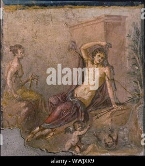 Narziss und Echo und Eros, 1. H. 1. Cen. AD. In der Sammlung des Museo Archeologico Nazionale di Napoli gefunden. Stockfoto