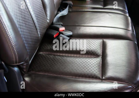 Braunes Leder Autositz, modernen, luxuriösen Innenraum Stockfoto