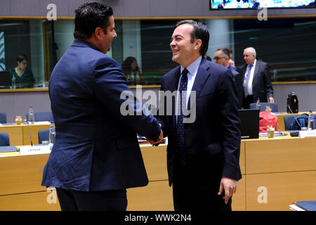 Brüssel, Belgien. 16 Sep, 2019. Der italienische Minister für EU-Angelegenheiten Vincenzo Amendola bei einem Europäischen Rat für Allgemeine Angelegenheiten. Credit: ALEXANDROS MICHAILIDIS/Alamy leben Nachrichten Stockfoto