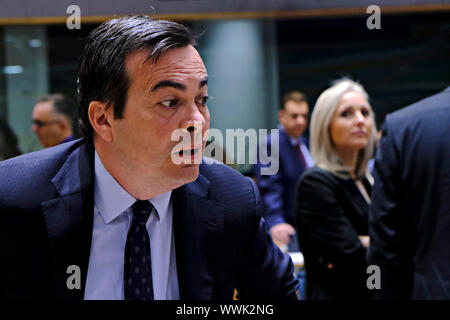 Brüssel, Belgien. 16 Sep, 2019. Der italienische Minister für EU-Angelegenheiten Vincenzo Amendola bei einem Europäischen Rat für Allgemeine Angelegenheiten. Credit: ALEXANDROS MICHAILIDIS/Alamy leben Nachrichten Stockfoto