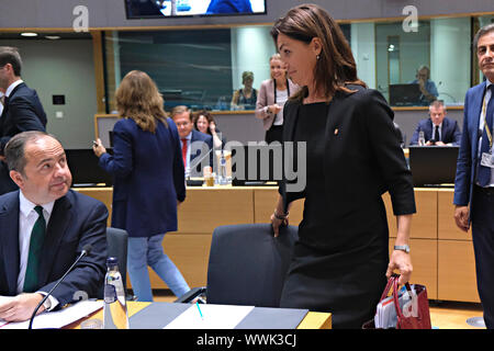 Brüssel, Belgien. 16 Sep, 2019. Ungarische Minister der Justiz Judit Varga bei einem Europäischen Rat für Allgemeine Angelegenheiten. Credit: ALEXANDROS MICHAILIDIS/Alamy leben Nachrichten Stockfoto