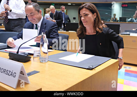 Brüssel, Belgien. 16 Sep, 2019. Ungarische Minister der Justiz Judit Varga bei einem Europäischen Rat für Allgemeine Angelegenheiten. Credit: ALEXANDROS MICHAILIDIS/Alamy leben Nachrichten Stockfoto